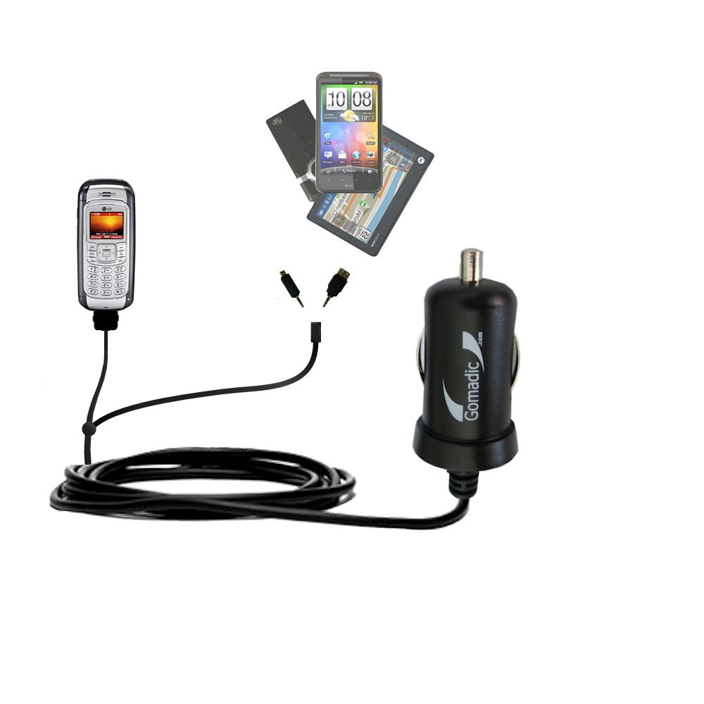 mini Double Car Charger with tips including compatible with the LG VX9800