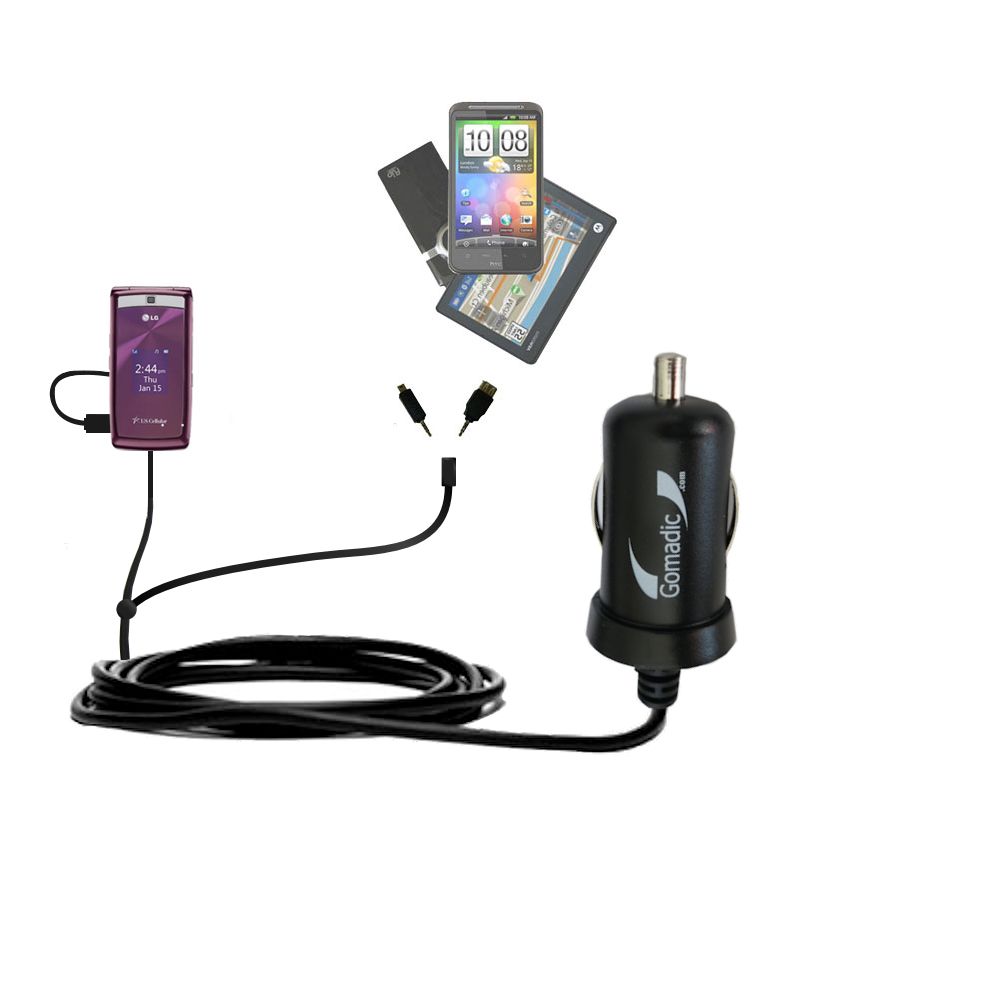mini Double Car Charger with tips including compatible with the LG Wine