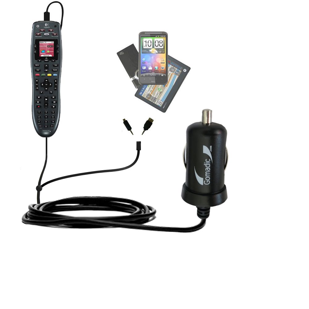 mini Double Car Charger with tips including compatible with the Logitech Harmony 700