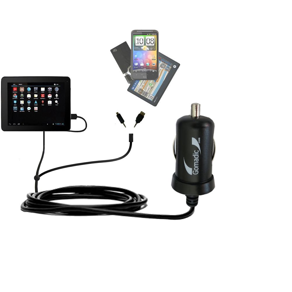 mini Double Car Charger with tips including compatible with the Mach Speed Stealth Pro 7 / 9.7