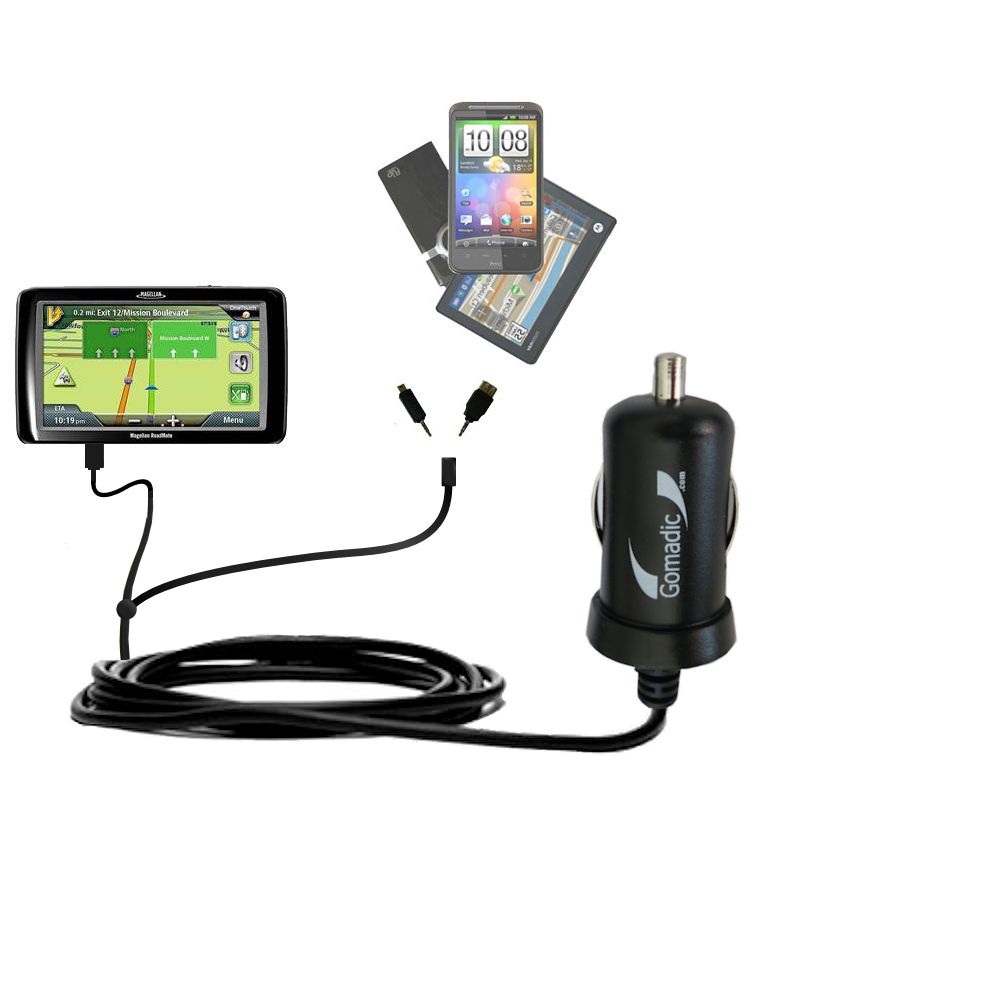 mini Double Car Charger with tips including compatible with the Magellan 5145T
