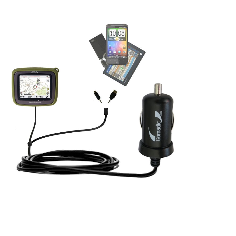 mini Double Car Charger with tips including compatible with the Magellan Crossover GPS 2500T