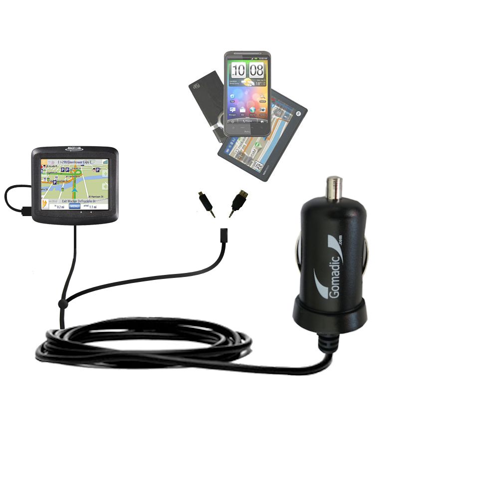 mini Double Car Charger with tips including compatible with the Magellan Roadmate 1200