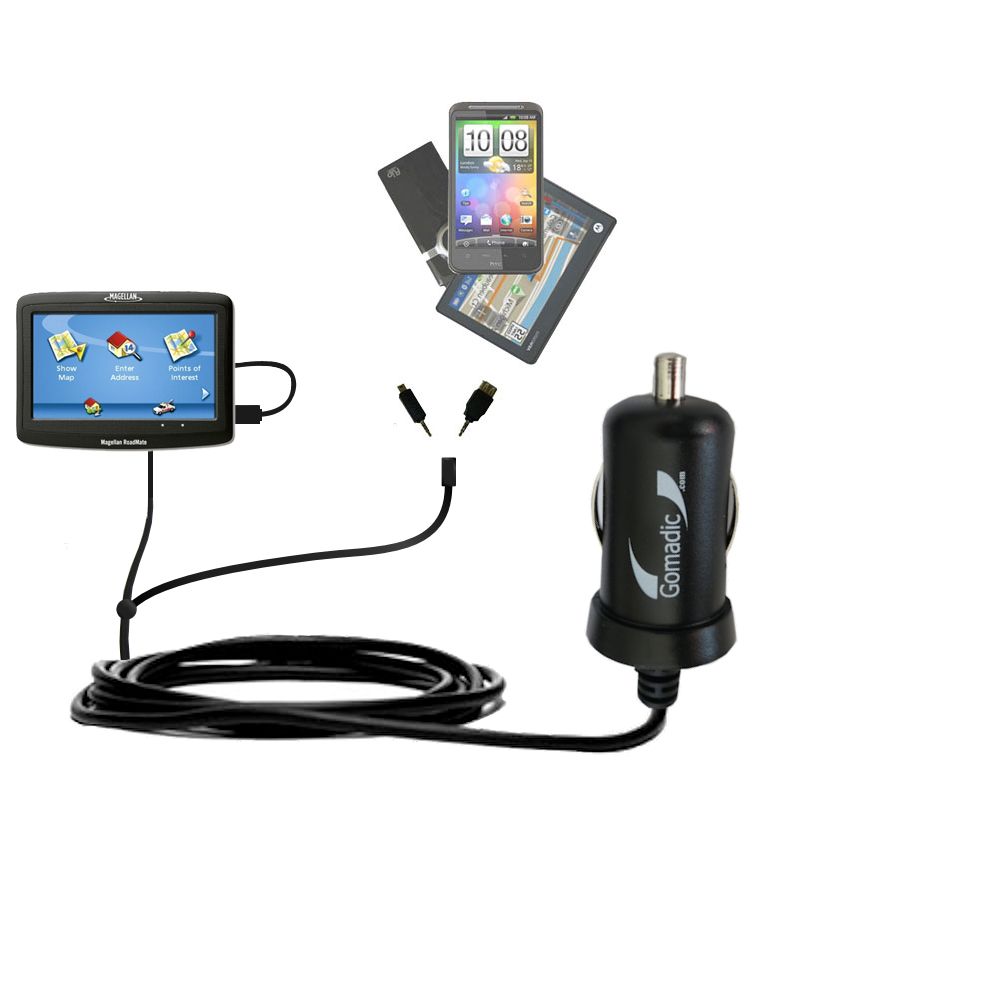 mini Double Car Charger with tips including compatible with the Magellan Roadmate 1400