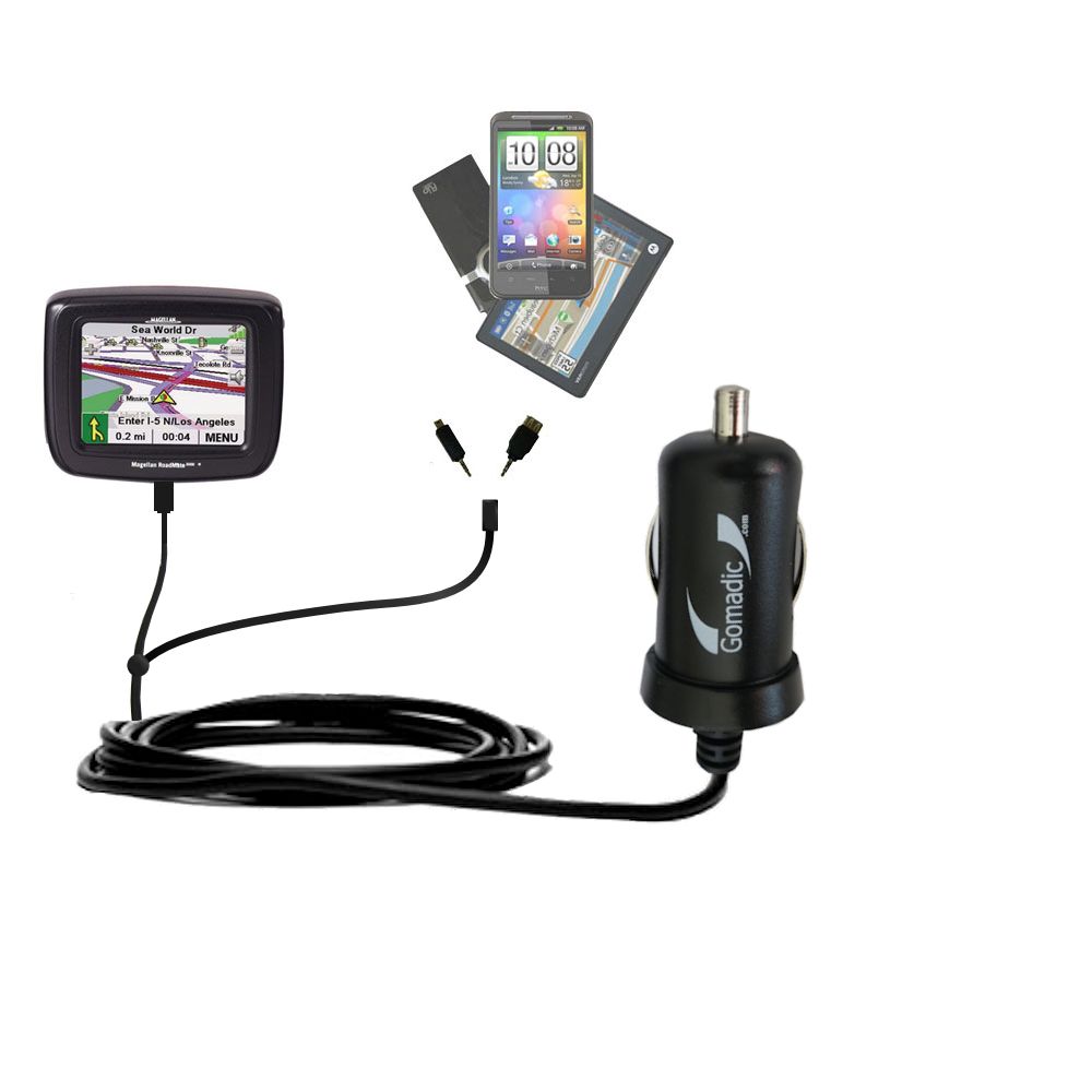 mini Double Car Charger with tips including compatible with the Magellan Roadmate 2200T