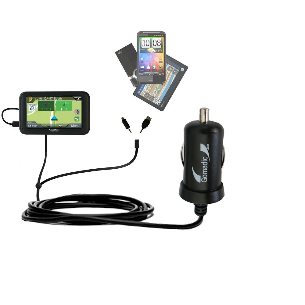 mini Double Car Charger with tips including compatible with the Magellan Roadmate 2240 / 2230 T