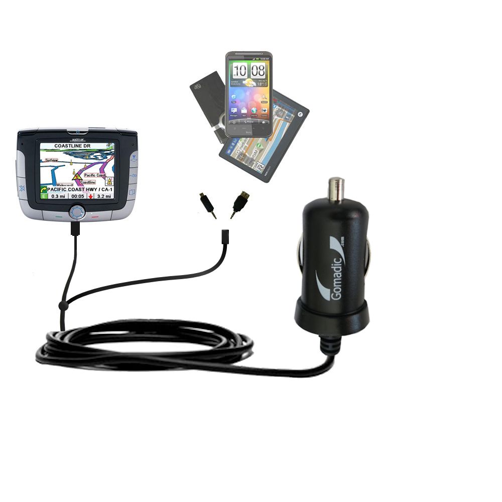 mini Double Car Charger with tips including compatible with the Magellan Roadmate 3000T