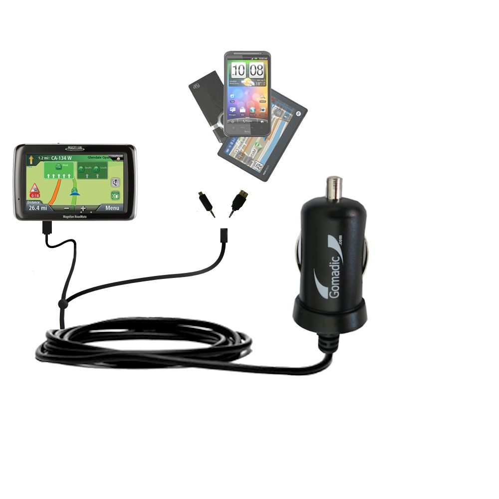 mini Double Car Charger with tips including compatible with the Magellan Roadmate 3045