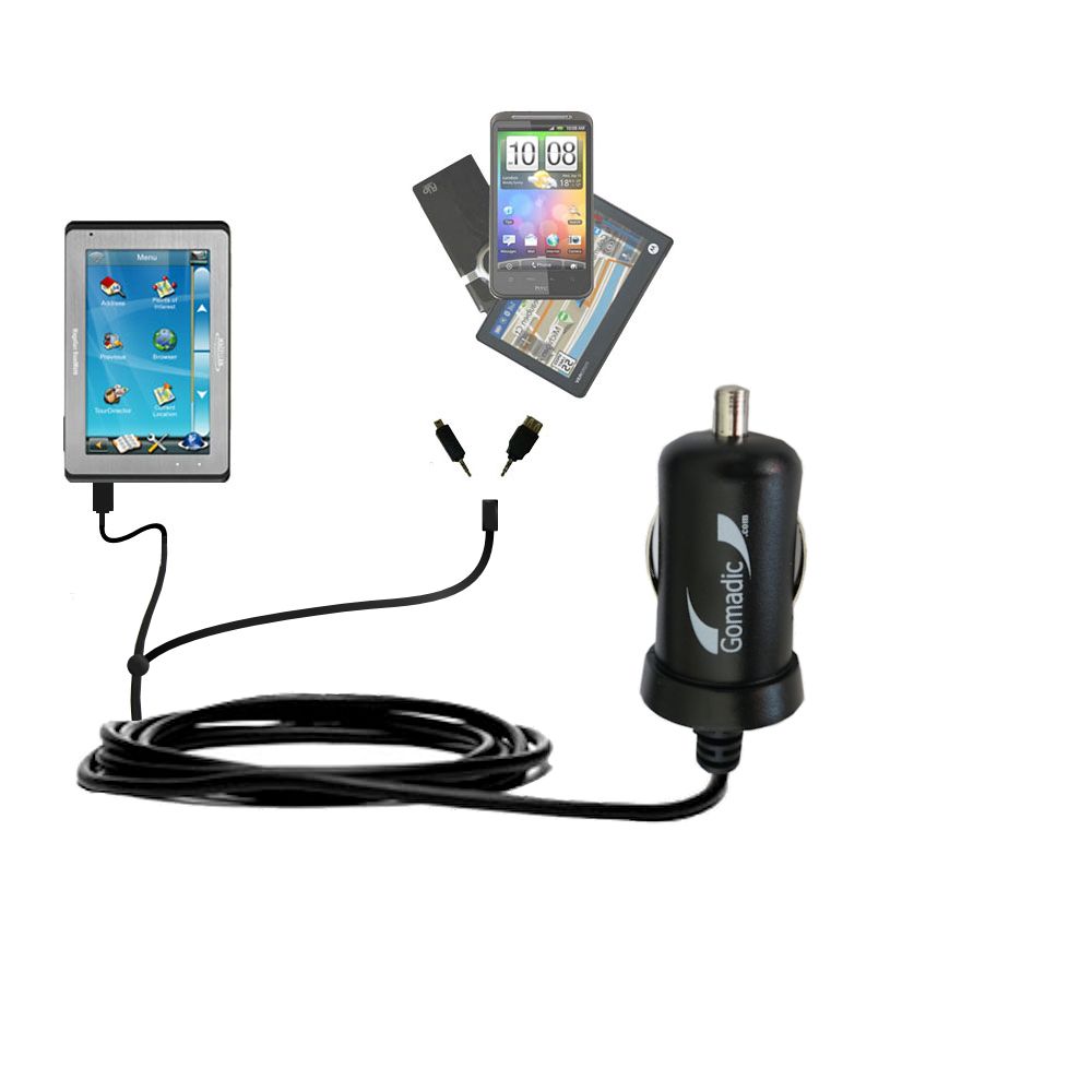 mini Double Car Charger with tips including compatible with the Magellan Roadmate 5175T-LM