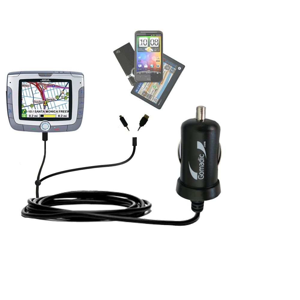 mini Double Car Charger with tips including compatible with the Magellan Roadmate 6000T