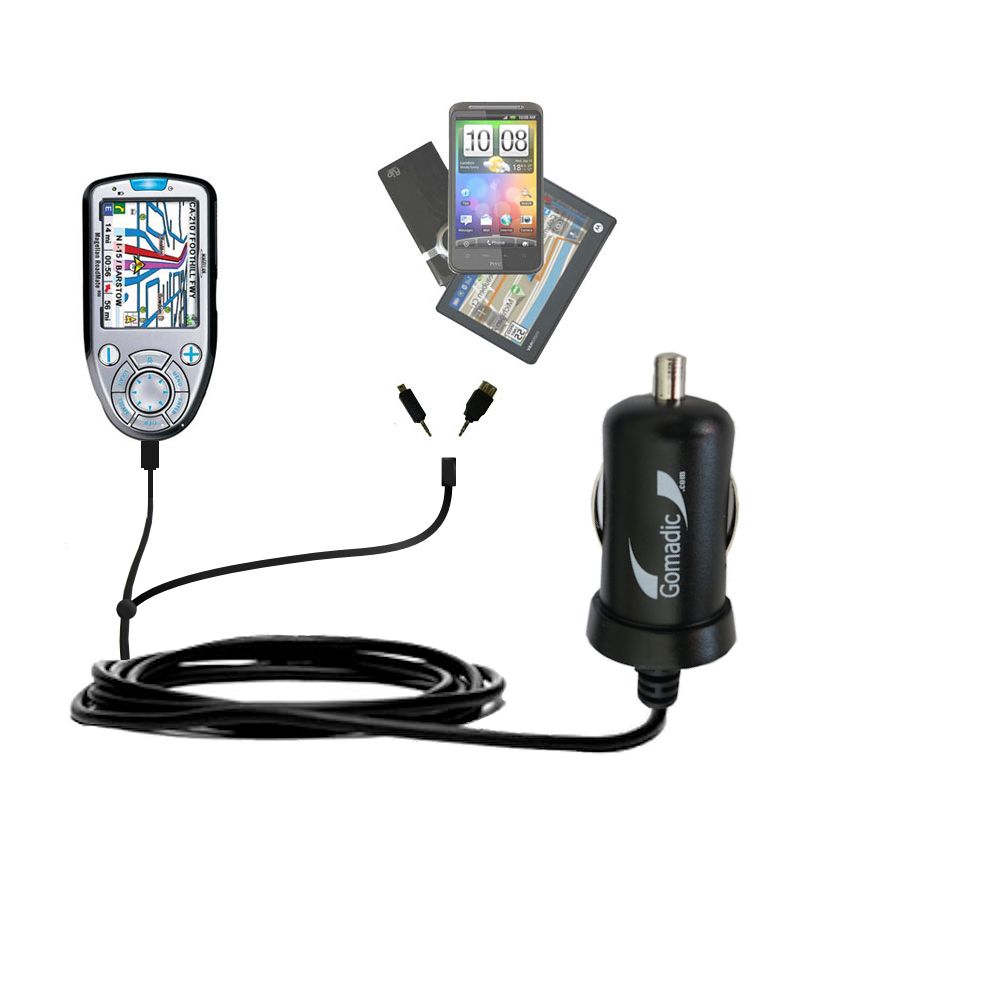 mini Double Car Charger with tips including compatible with the Magellan Roadmate 800