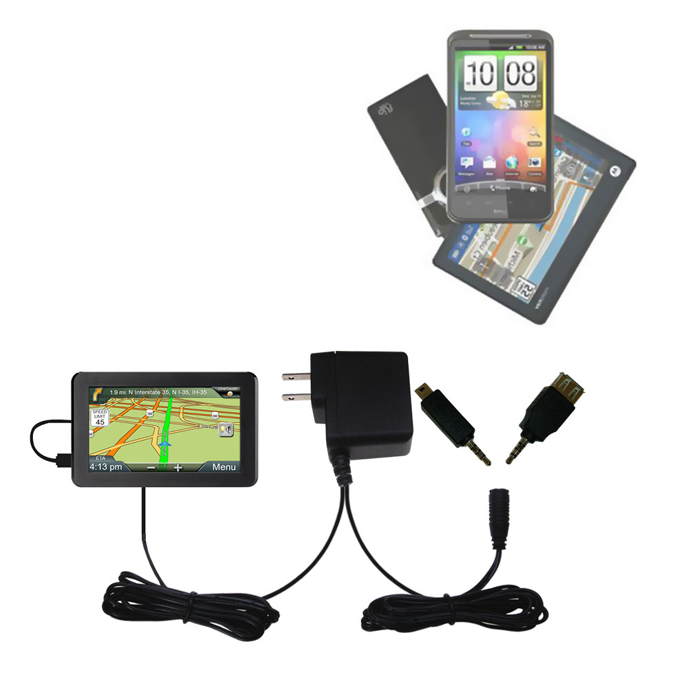 Gomadic Double Wall AC Home Charger suitable for the Magellan Roadmate 9600 /  9612T / 9616T - Charge up to 2 devices at the same time with TipExchange Technology