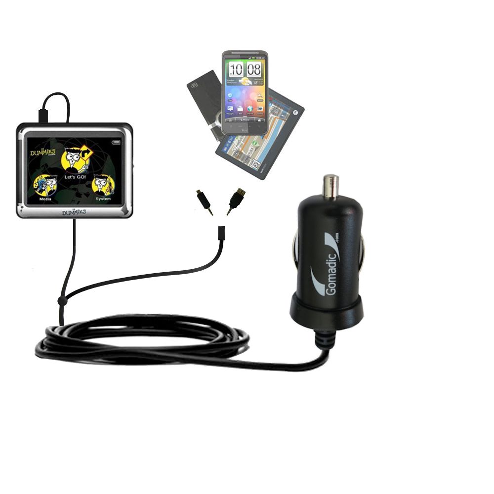mini Double Car Charger with tips including compatible with the Maylong FD-350 GPS For Dummies