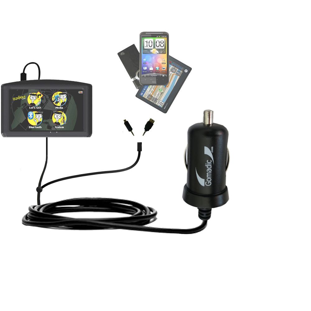 mini Double Car Charger with tips including compatible with the Maylong FD-430 GPS For Dummies