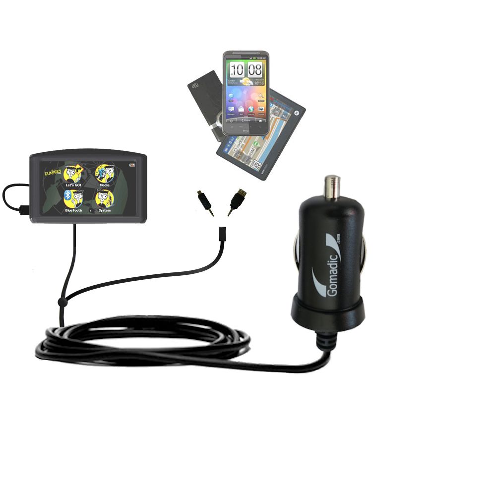 mini Double Car Charger with tips including compatible with the Maylong FD-435 GPS For Dummies