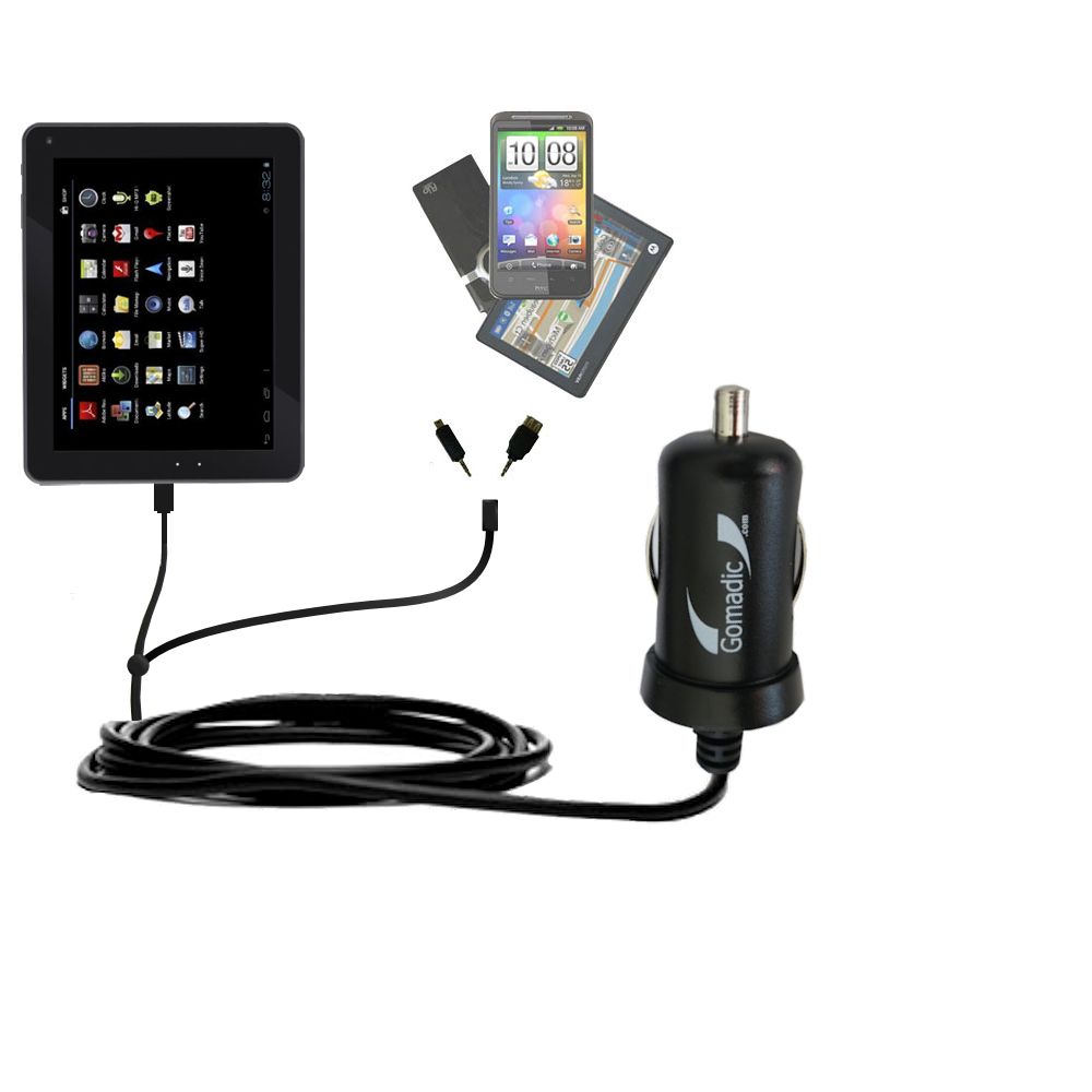 mini Double Car Charger with tips including compatible with the Maylong M-970 / M970