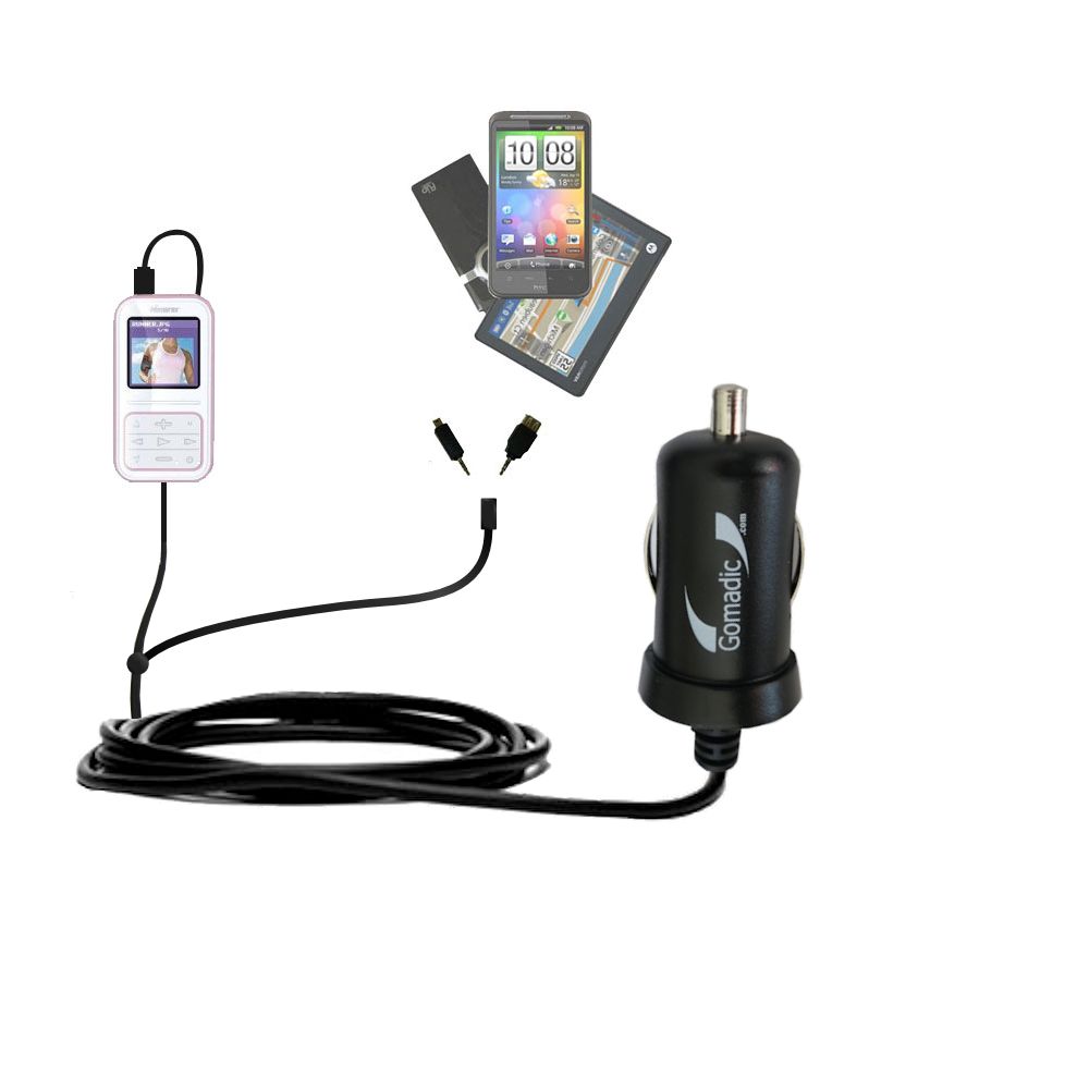 mini Double Car Charger with tips including compatible with the Memorex MMP8590 MMP8595