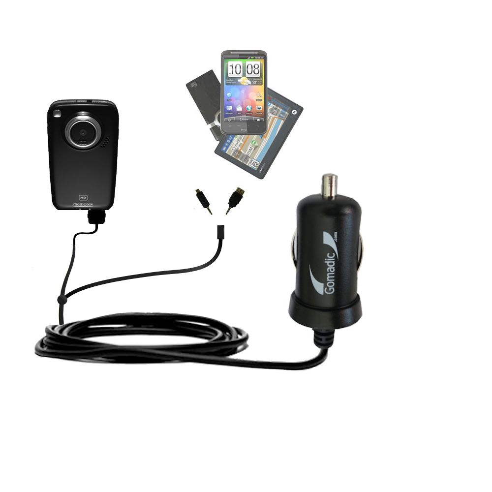 mini Double Car Charger with tips including compatible with the Memorex MyVideo HD Camcorder