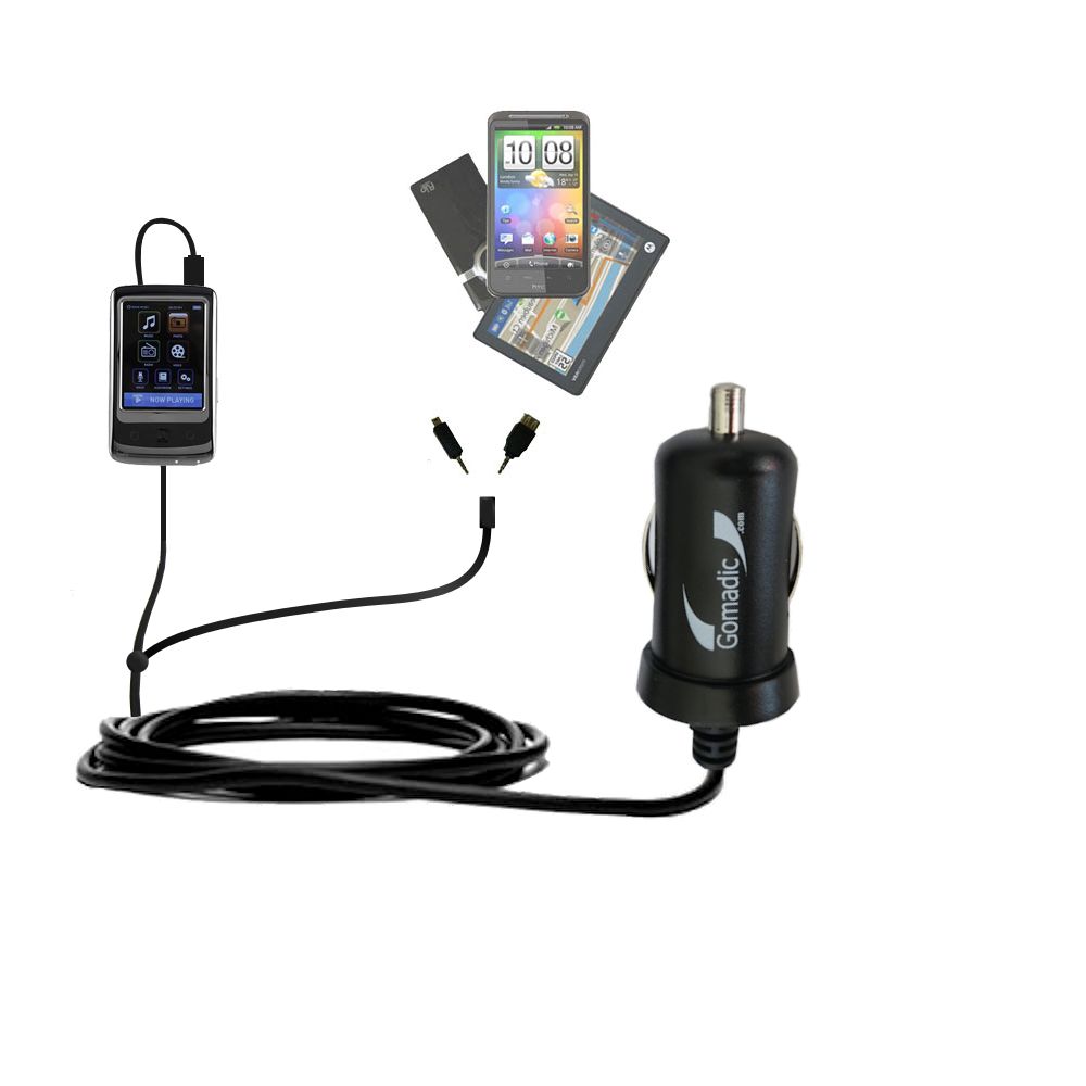 mini Double Car Charger with tips including compatible with the Memorex TouchMP