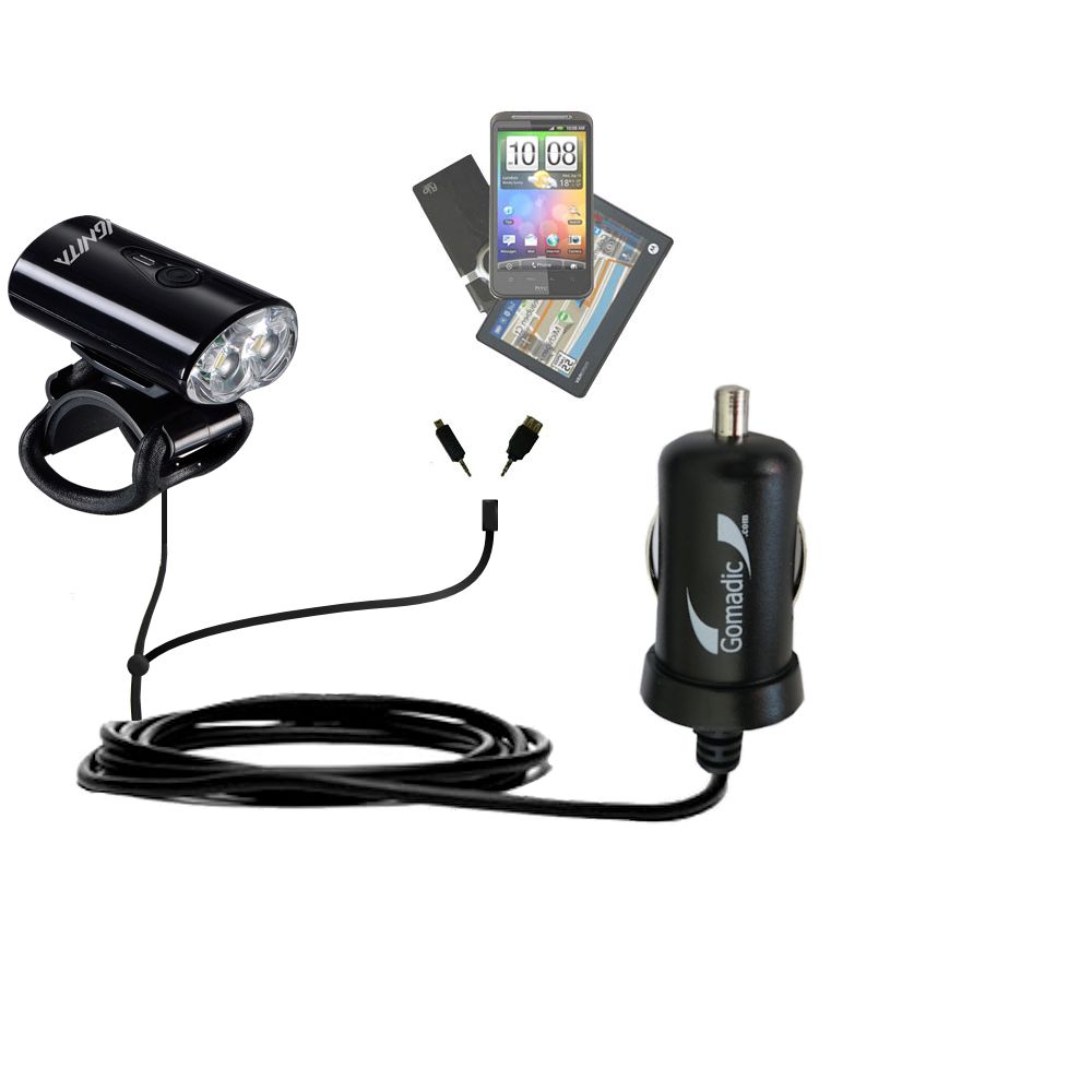 mini Double Car Charger with tips including compatible with the MetroFlash IGNITA - MF-i650
