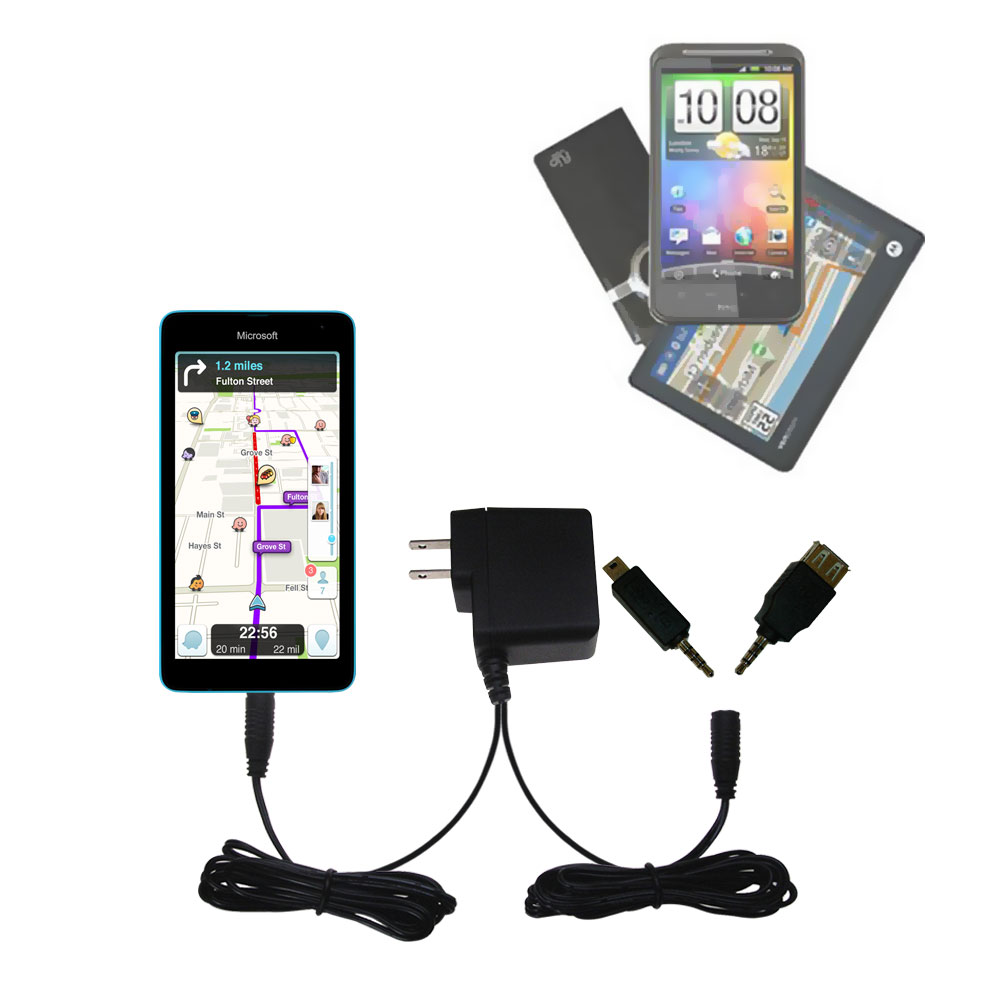 Gomadic Double Wall AC Home Charger suitable for the Microsoft Lumia 535 - Charge up to 2 devices at the same time with TipExchange Technology