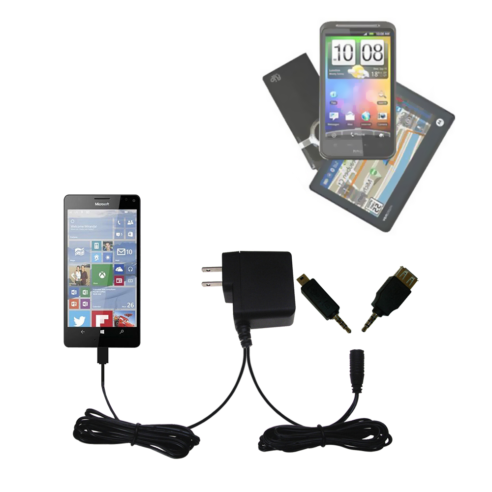 Double Wall Home Charger with tips including compatible with the Microsoft Lumia 950 XL