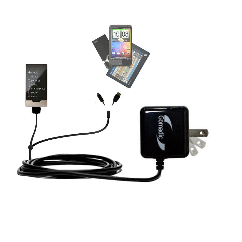 Double Wall Home Charger with tips including compatible with the Microsoft Zune HD