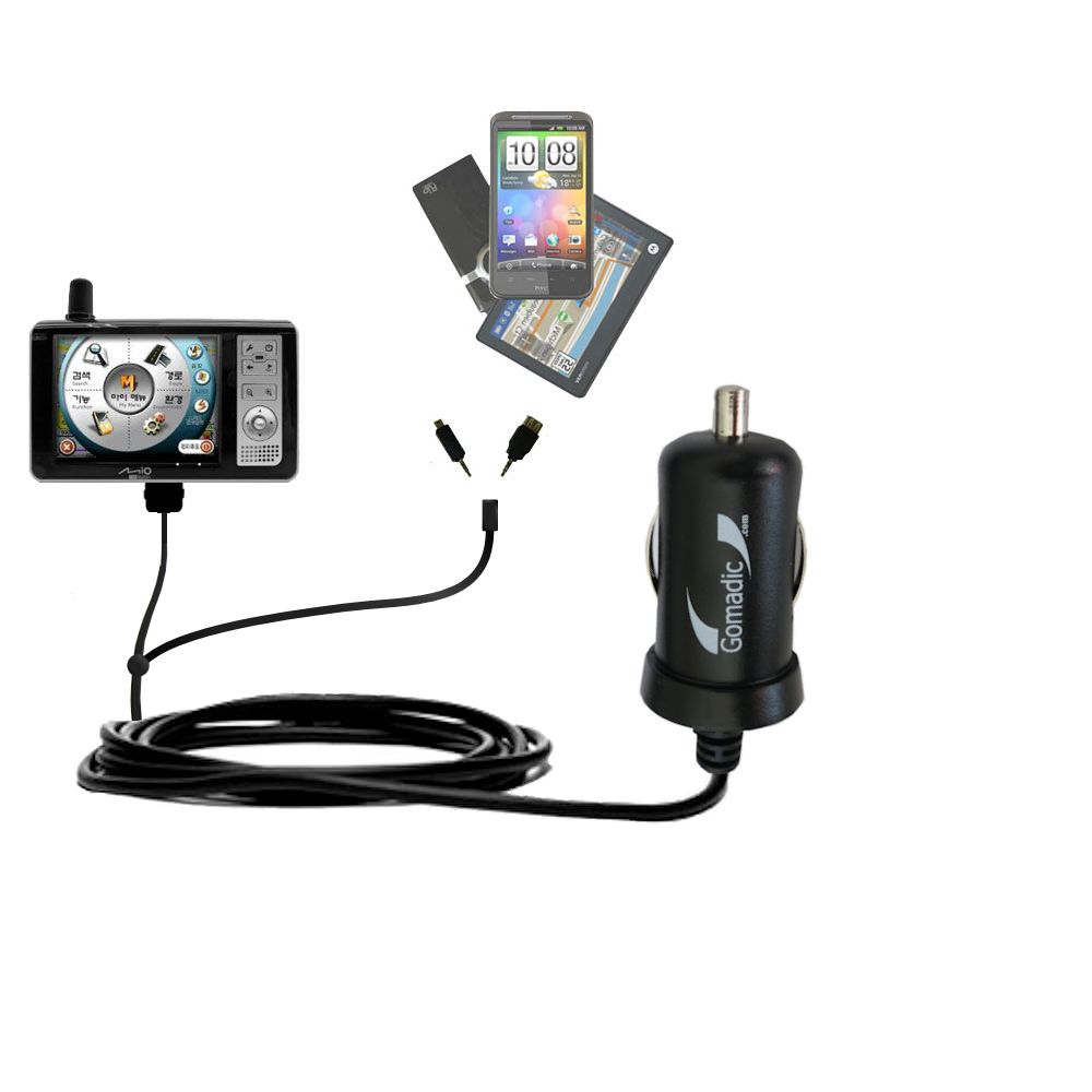 mini Double Car Charger with tips including compatible with the Mio 138
