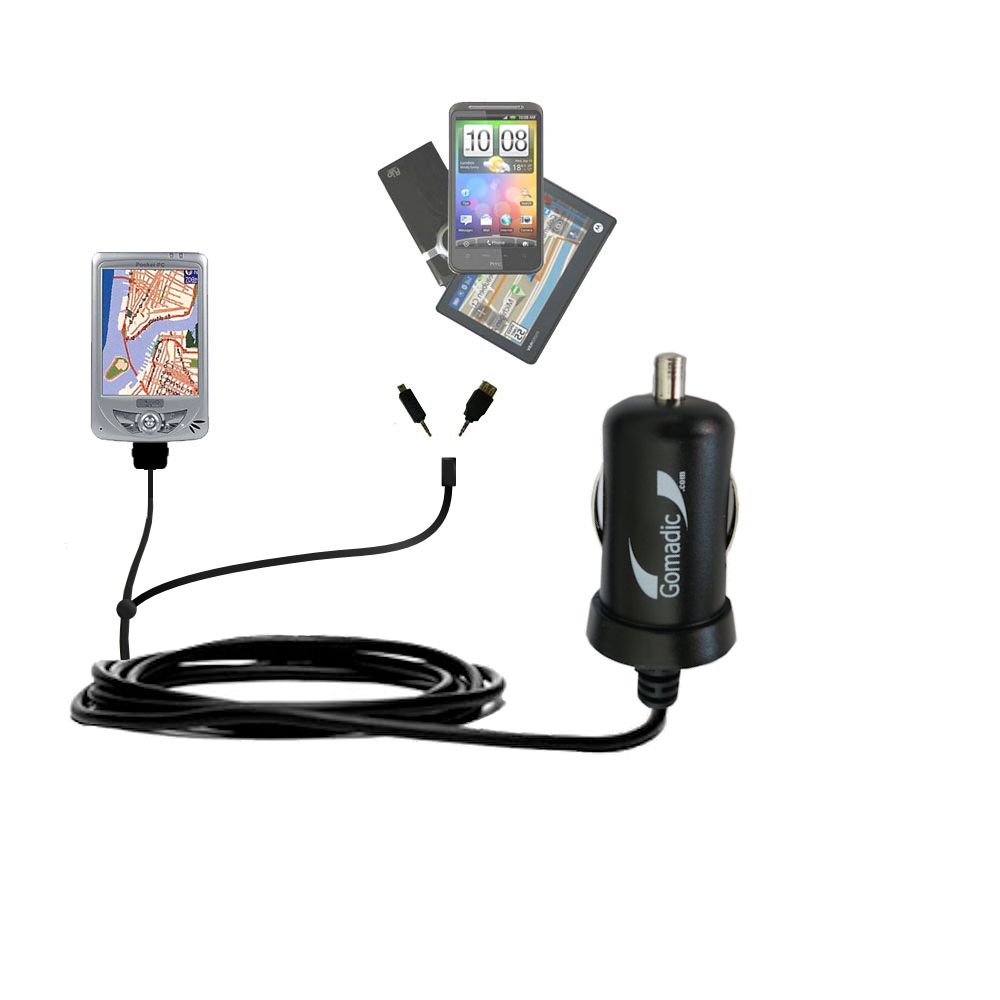 mini Double Car Charger with tips including compatible with the Mio 168 Plus