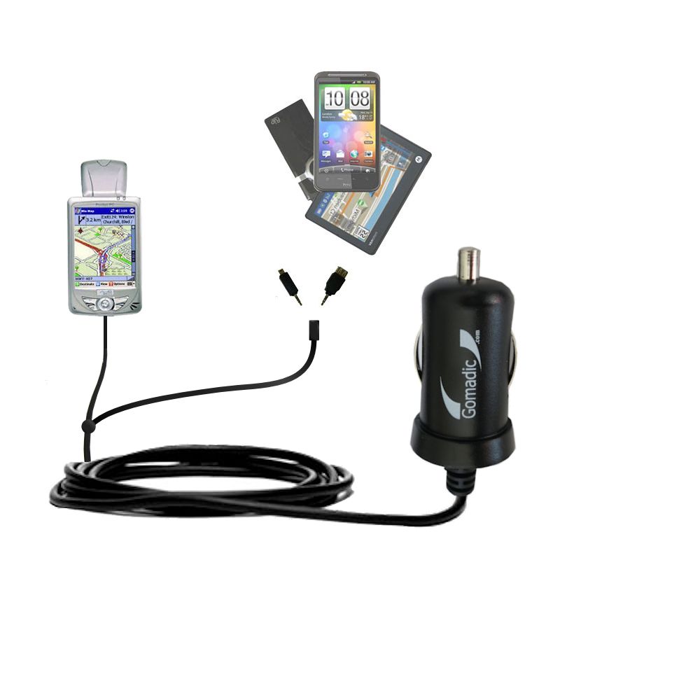 mini Double Car Charger with tips including compatible with the Mio 3830 MiTAC