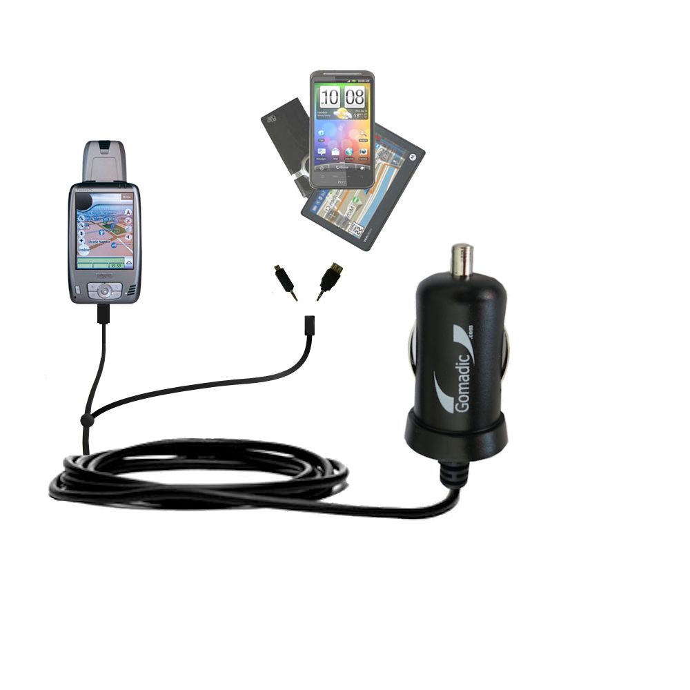 mini Double Car Charger with tips including compatible with the Mio A201