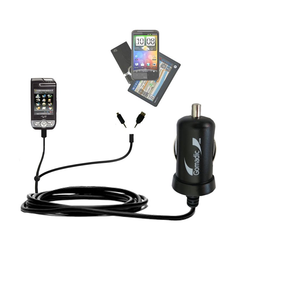 mini Double Car Charger with tips including compatible with the Mio A700