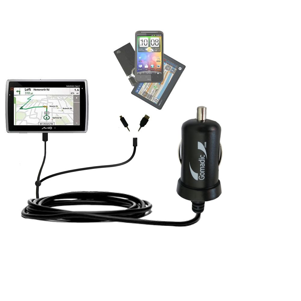 mini Double Car Charger with tips including compatible with the Mio C310
