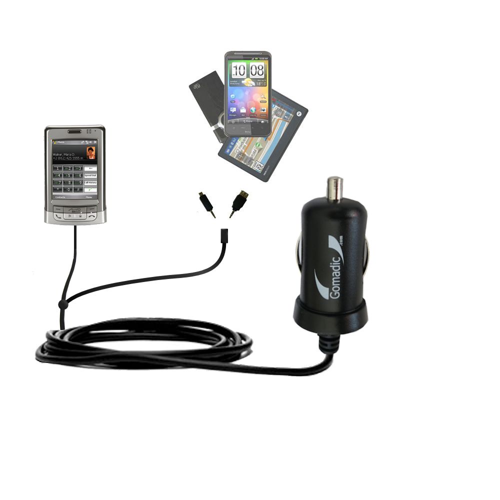 mini Double Car Charger with tips including compatible with the Mio DigiWalker A501