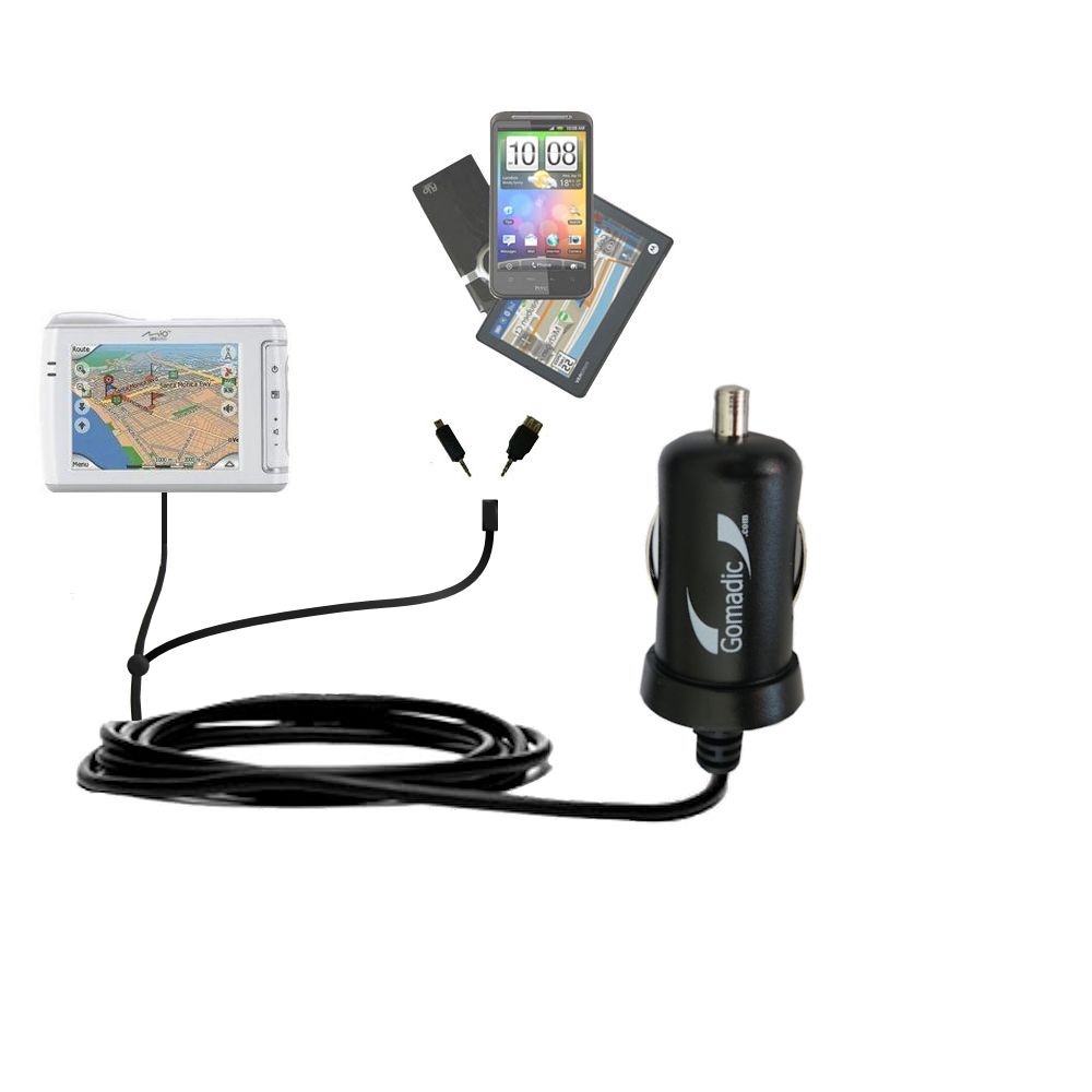 mini Double Car Charger with tips including compatible with the Mio DigiWalker C310x
