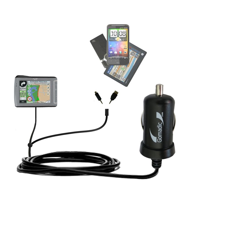 mini Double Car Charger with tips including compatible with the Mio DigiWalker C510e