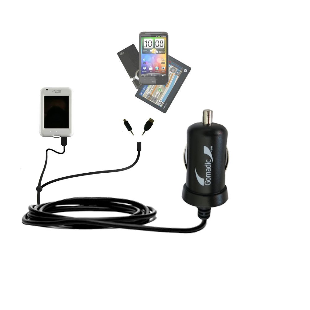 mini Double Car Charger with tips including compatible with the Mio H610