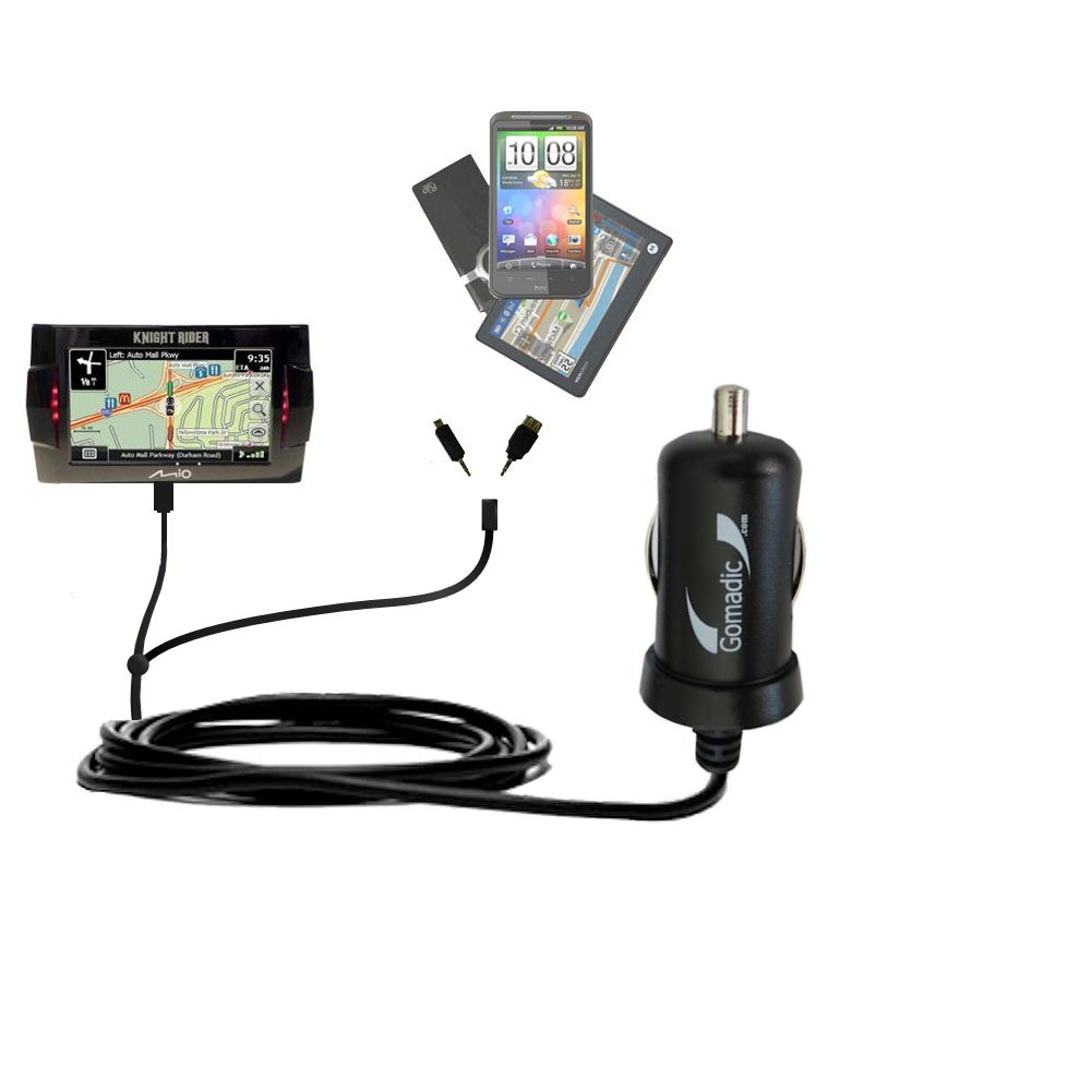 mini Double Car Charger with tips including compatible with the Mio Knight Rider