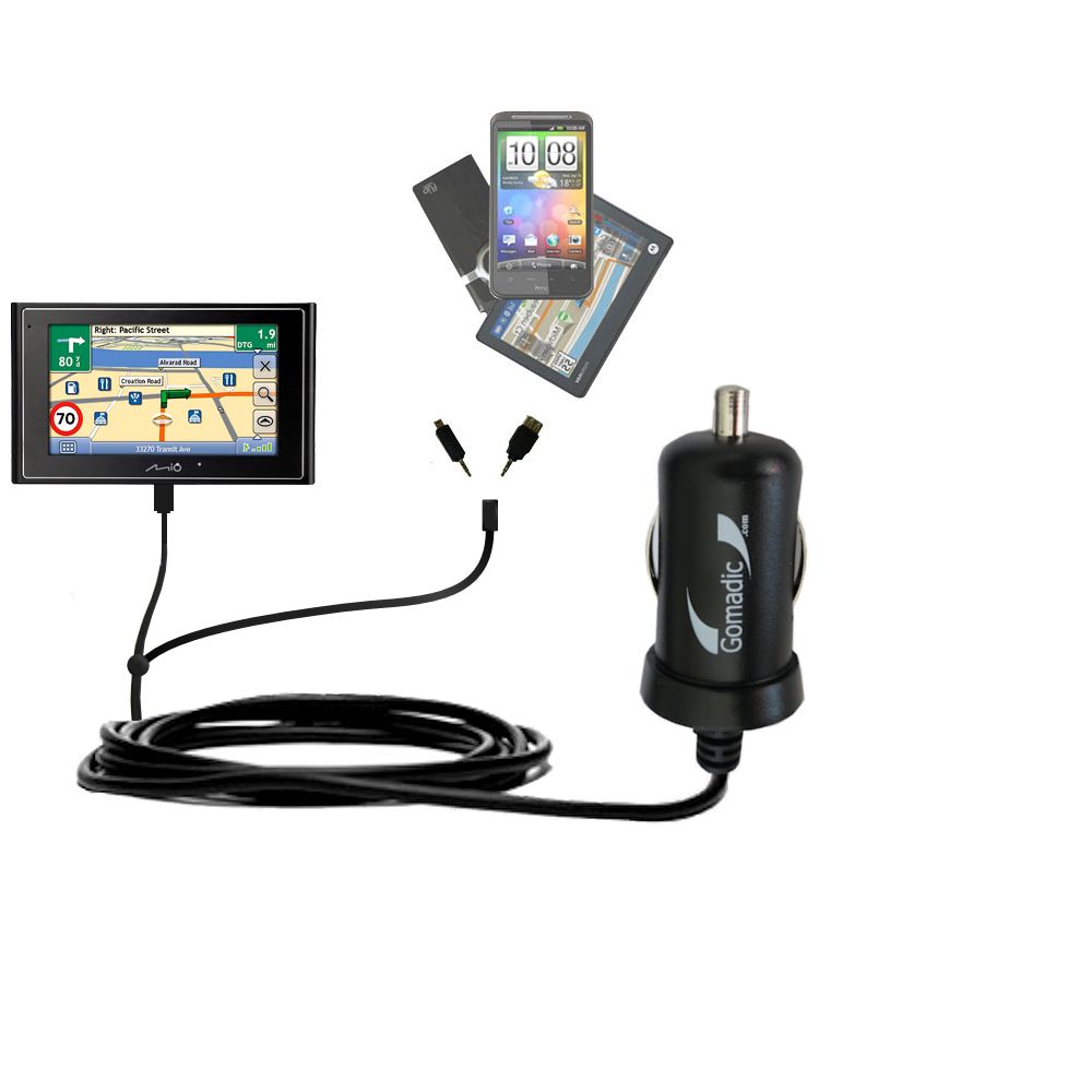 mini Double Car Charger with tips including compatible with the Mio Moov 310