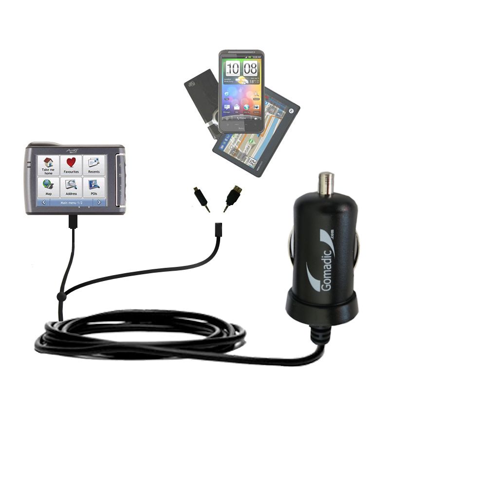 mini Double Car Charger with tips including compatible with the Mio Moov 510