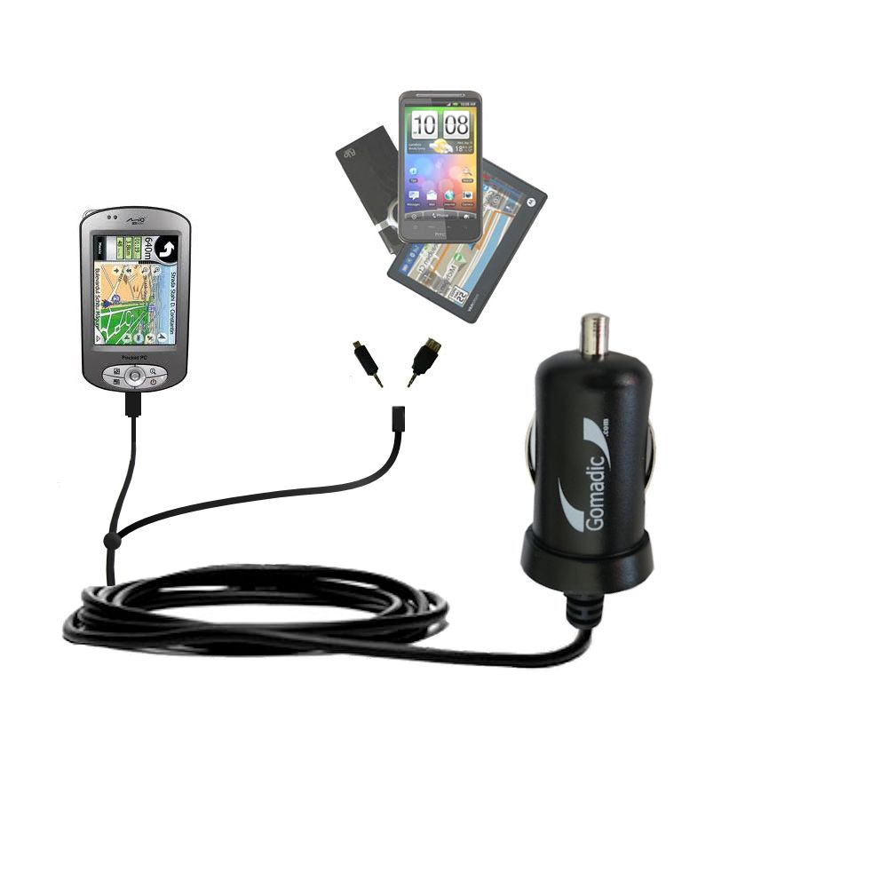 mini Double Car Charger with tips including compatible with the Mio P350