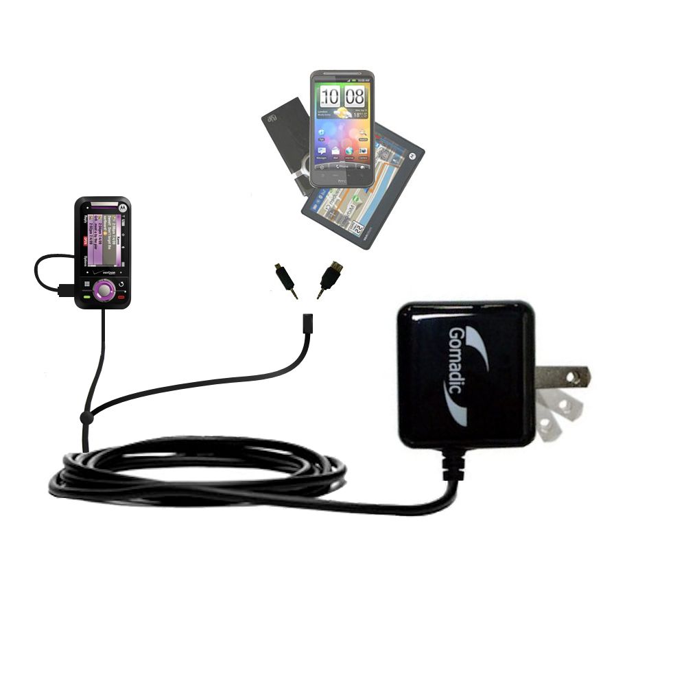 Double Wall Home Charger with tips including compatible with the Motorola A455