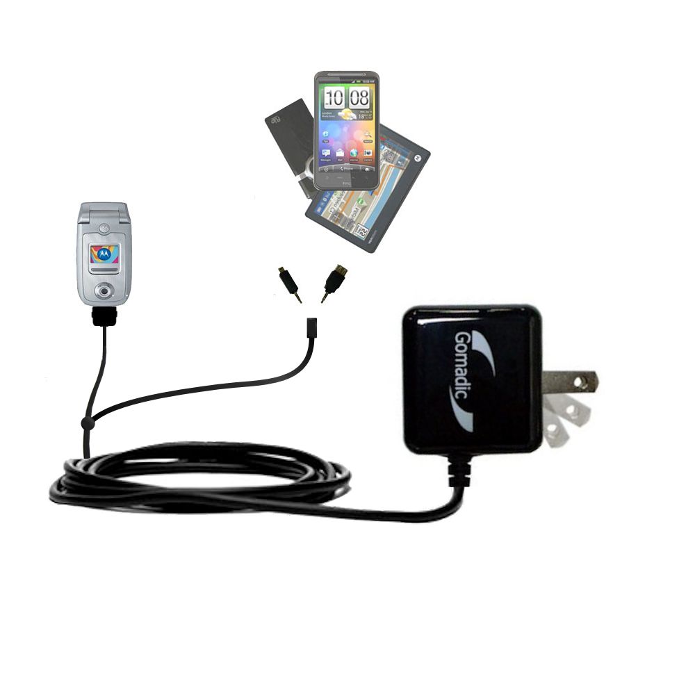 Double Wall Home Charger with tips including compatible with the Motorola A668