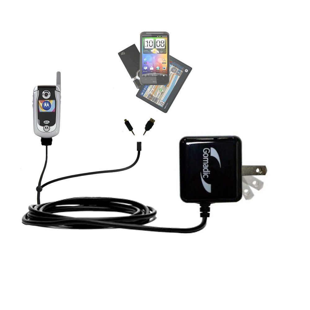 Double Wall Home Charger with tips including compatible with the Motorola A840