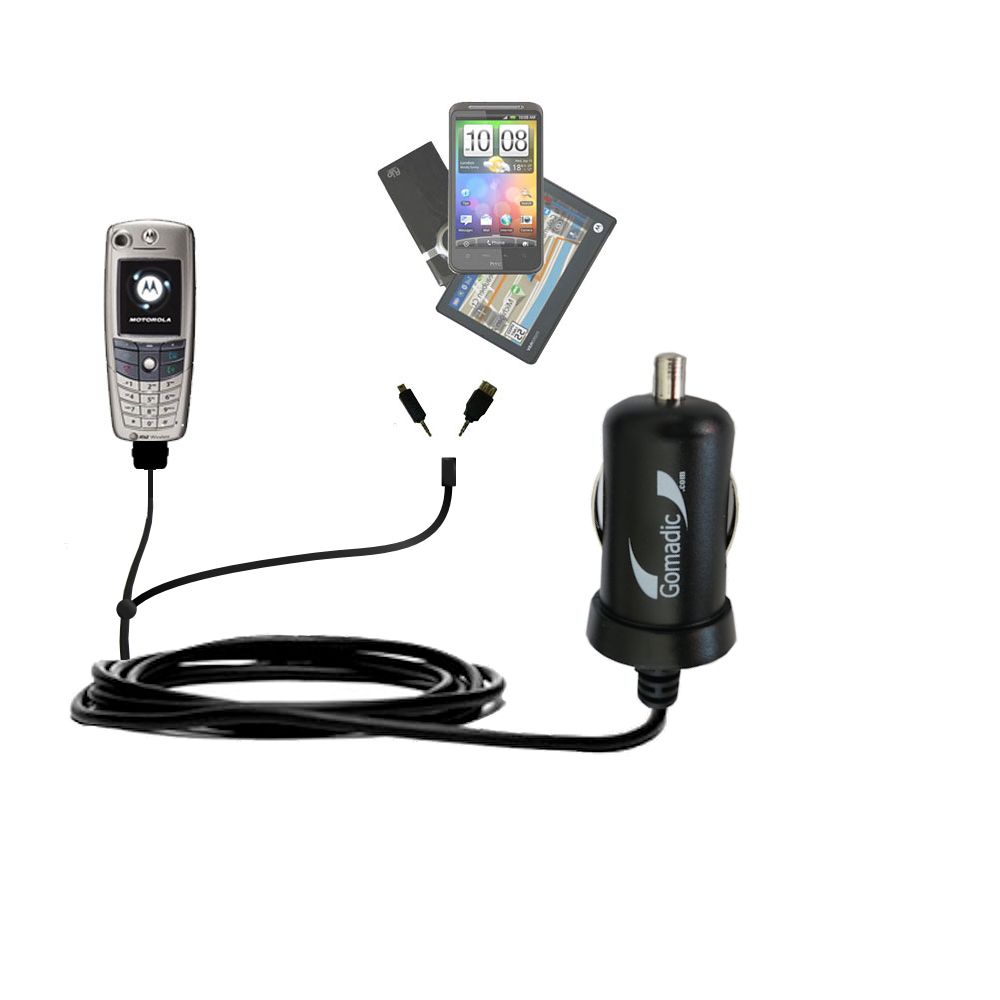 mini Double Car Charger with tips including compatible with the Motorola A845