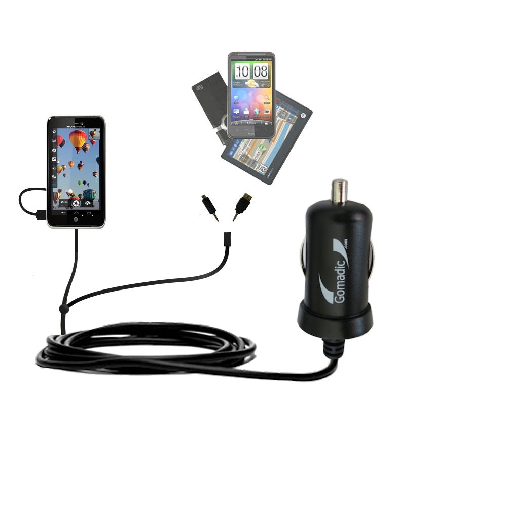 mini Double Car Charger with tips including compatible with the Motorola ATRIX HD
