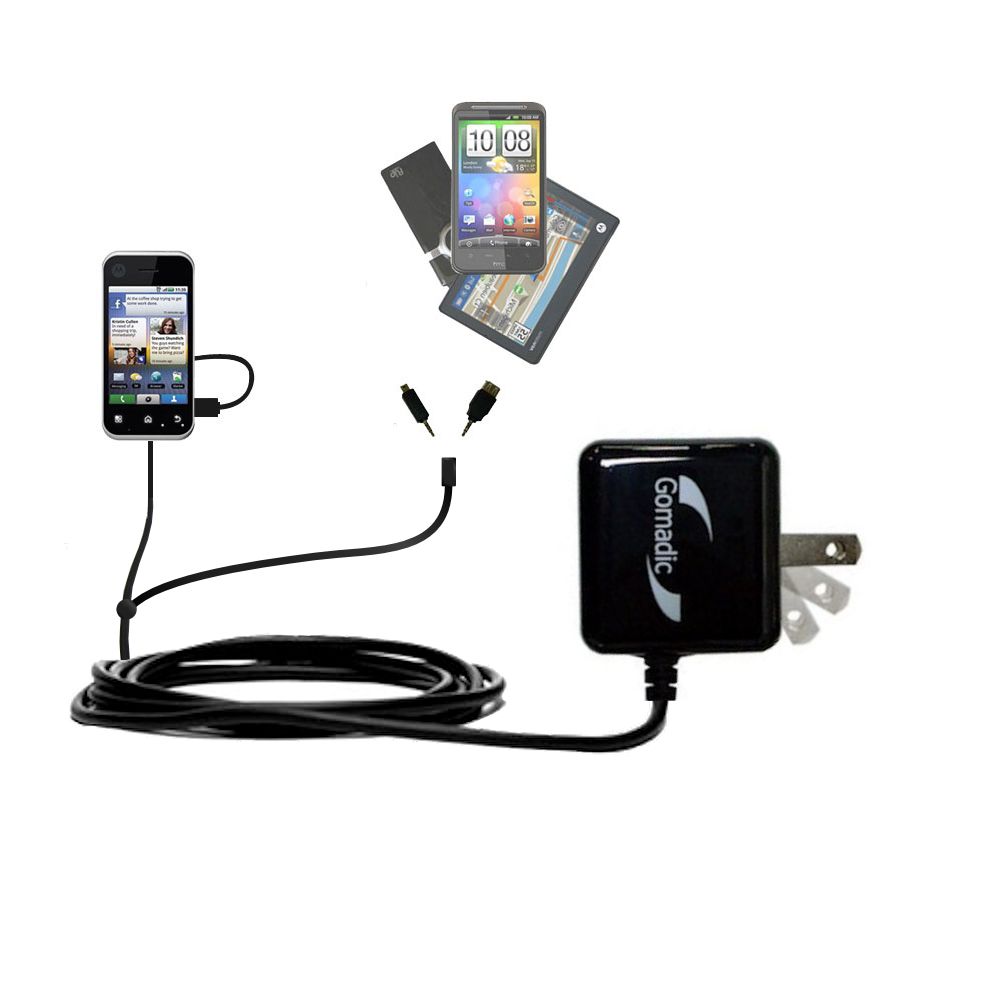 Double Wall Home Charger with tips including compatible with the Motorola Backflip