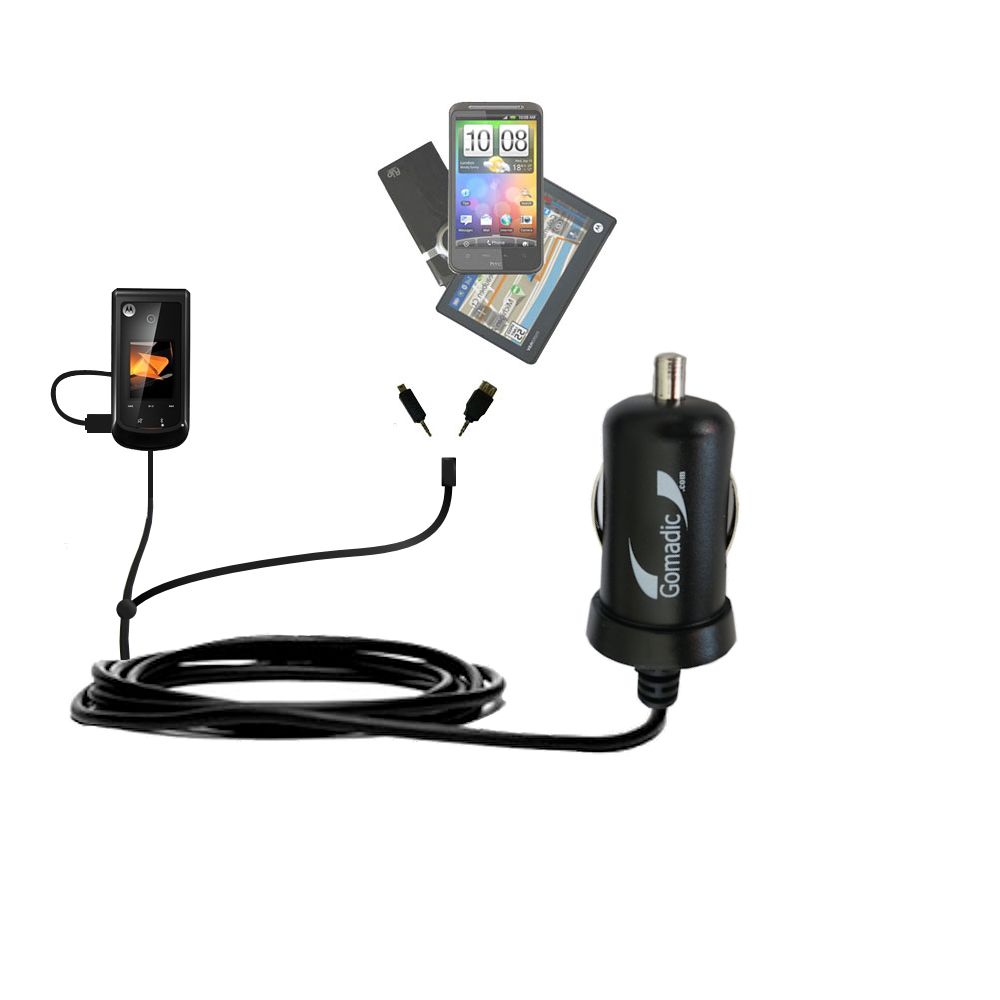 mini Double Car Charger with tips including compatible with the Motorola Bali