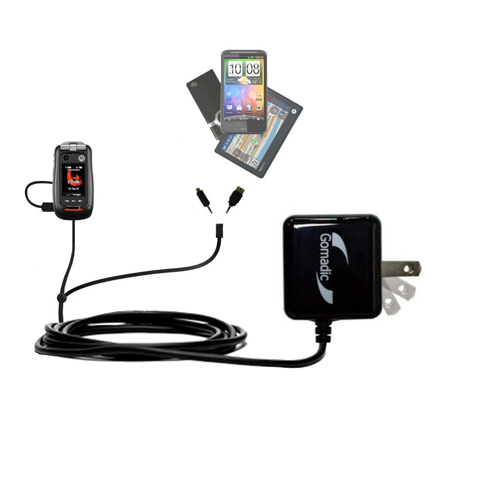 Double Wall Home Charger with tips including compatible with the Motorola Barrage V860