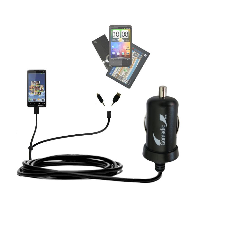 mini Double Car Charger with tips including compatible with the Motorola Blend